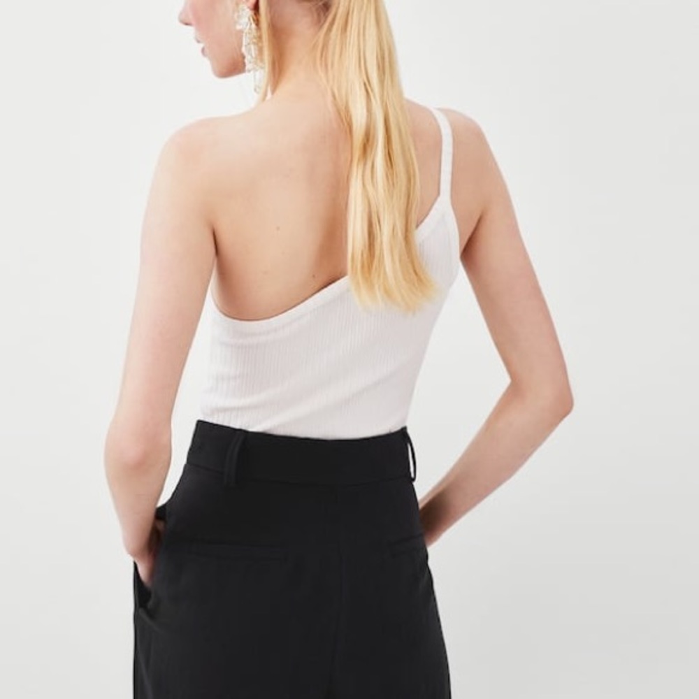 Zara white ribbed off the shoulder t-shirt - Picture 3 of 4